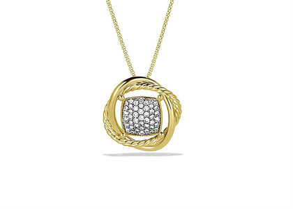 Gold Plated CZ Studded Twisted Open Square Pendant